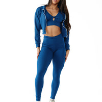 Blue Ribbed Leggings