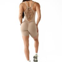 Frosted Toffee Web Short Bodysuit