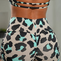 Blue Leopard Ruched Shorts