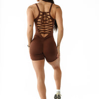 Mocha Web Spire Short Bodysuit
