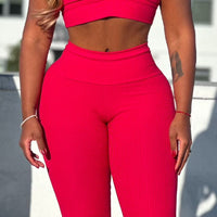 Pink Ribbed Leggings