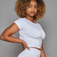 Coconut Cream Short Sleeved Cropped Top (Light Supplex)