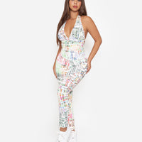 Graffiti Backless Bodysuit