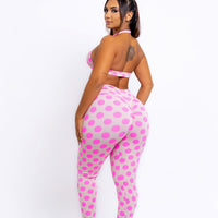 Pink big dots Leggings (Light Supplex)