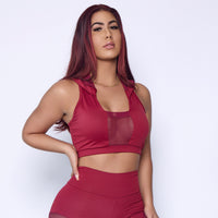Red NYC Mesh Hoodie Top