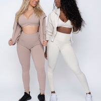 Cream Ribbed Style Hoodie (Light Supplex)