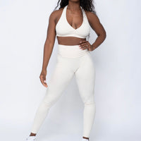 Cream Ribbed Style Leggings (Light Supplex)