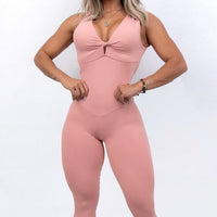 Peach Ring Detail Backless Bodysuit | Brazilian Activewear Romper (Light Supplex)