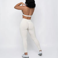 Cream Ribbed Style Leggings (Light Supplex)