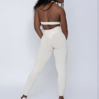 Cream Ribbed Style Leggings (Light Supplex)