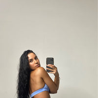 Shiny Blue Backless Top
