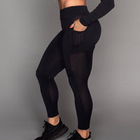 Black Matrix Zipper Leggings (Light Supplex)