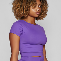 Royal Short Sleeved Cropped Top (Light Supplex)