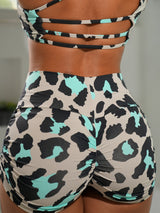 Blue Leopard Ruched Shorts