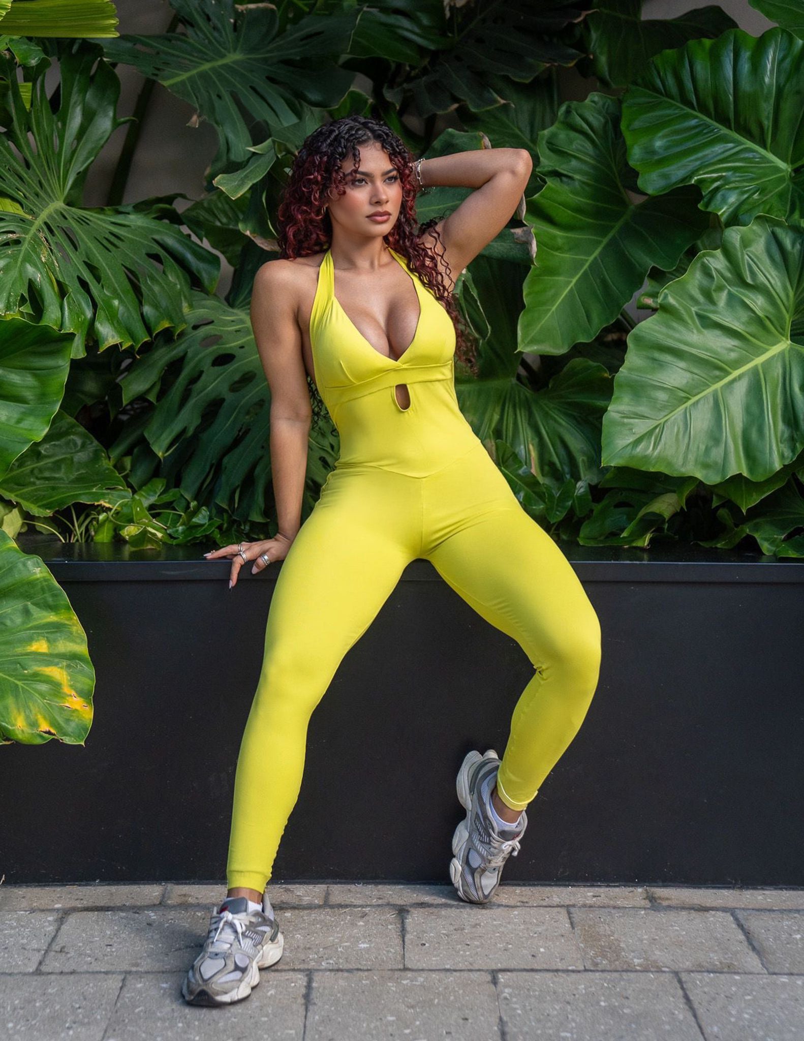 Lime Light Scrunch Butt Bodysuit | Brazilian Activewear Romper (Light Supplex)