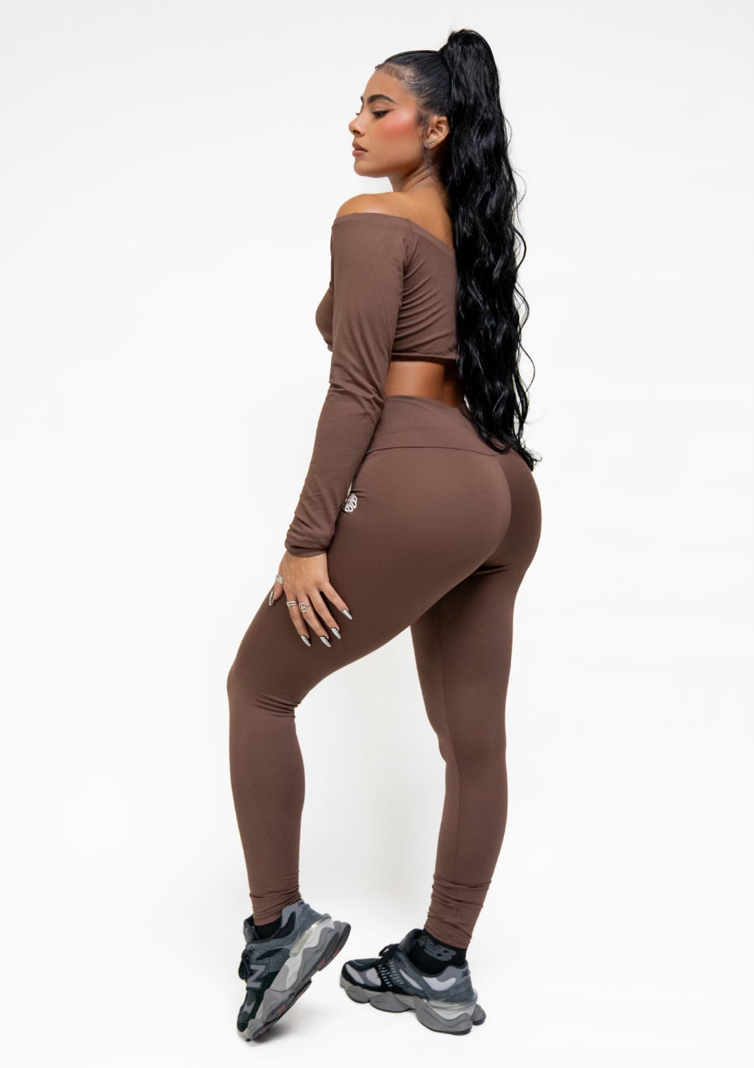 Giu Brown V-Back Leggings | Light Supplex
