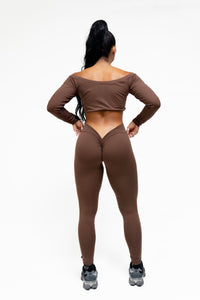 Giu Brown Leggings in 3 Different Shapes! V-Back, Regular Back & Scrunch Back Leggings (Light Supplex)