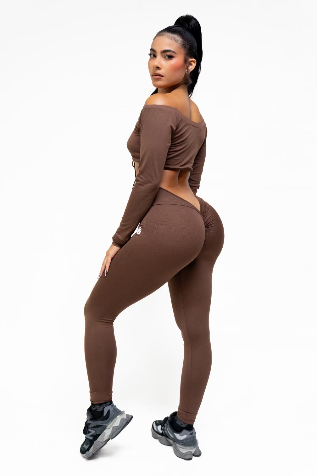 Giu Brown Leggings in 3 Different Shapes! V-Back, Regular Back & Scrunch Back Leggings (Light Supplex)