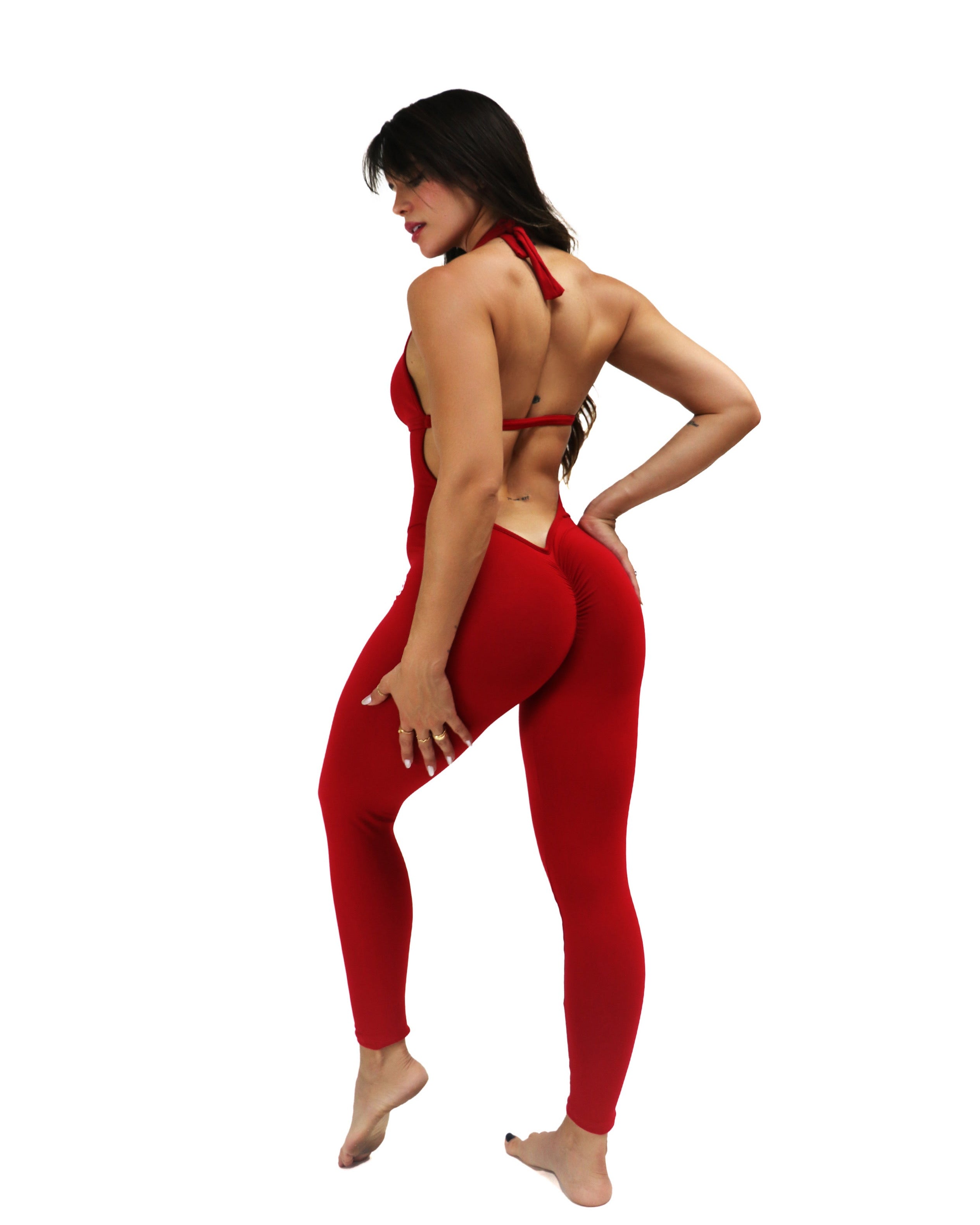 Love Red Backless Bodysuit | Brazilian Activewear Romper