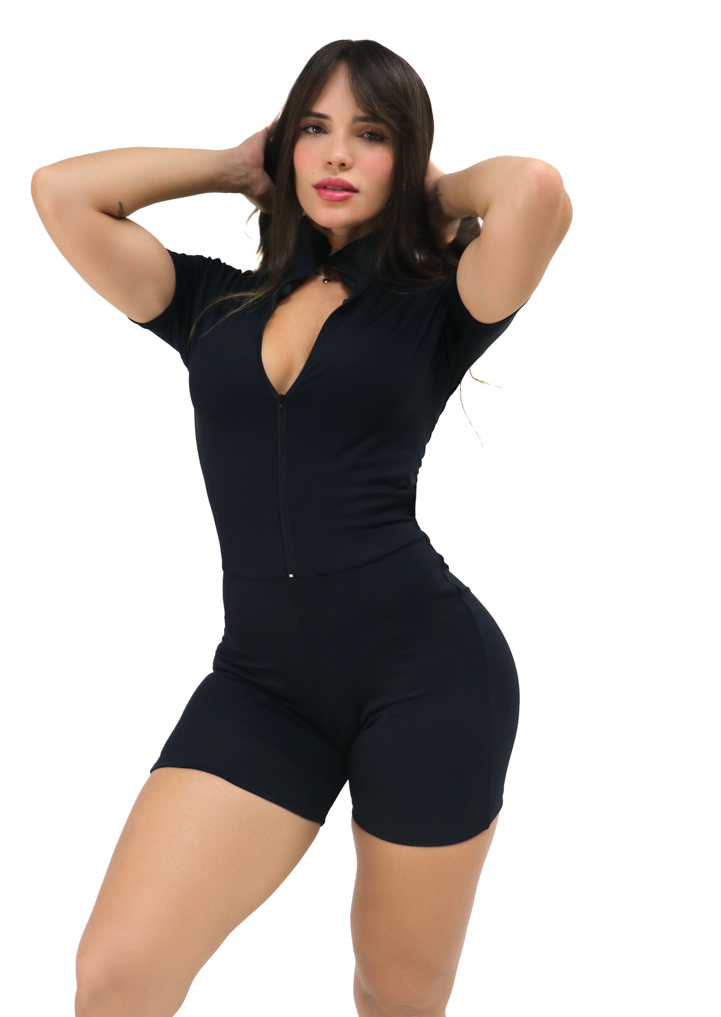 Black High Neck Short Bodysuit | Brazilian Activewear Light Supplex®