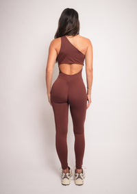 Brown One-Shoulder Bodysuit | Light Supplex