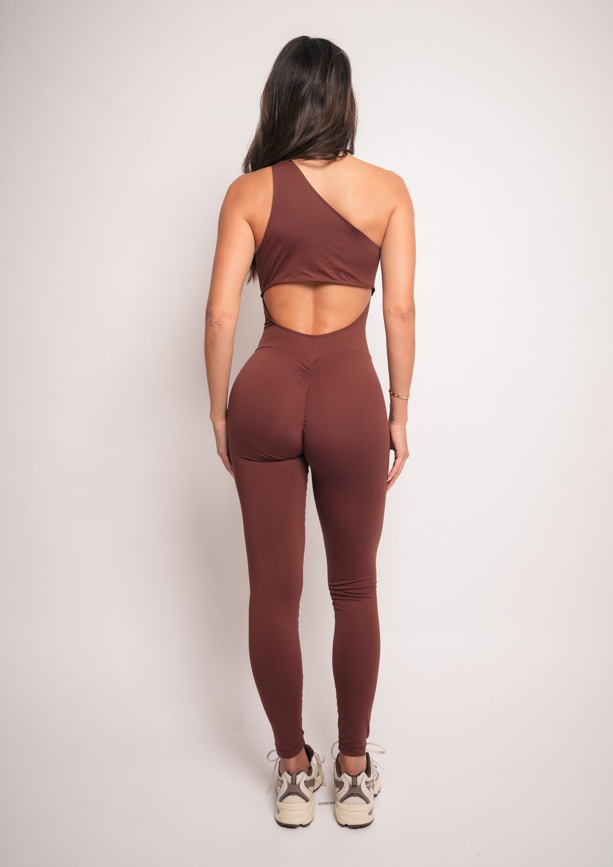 Brown One-Shoulder Bodysuit | Light Supplex