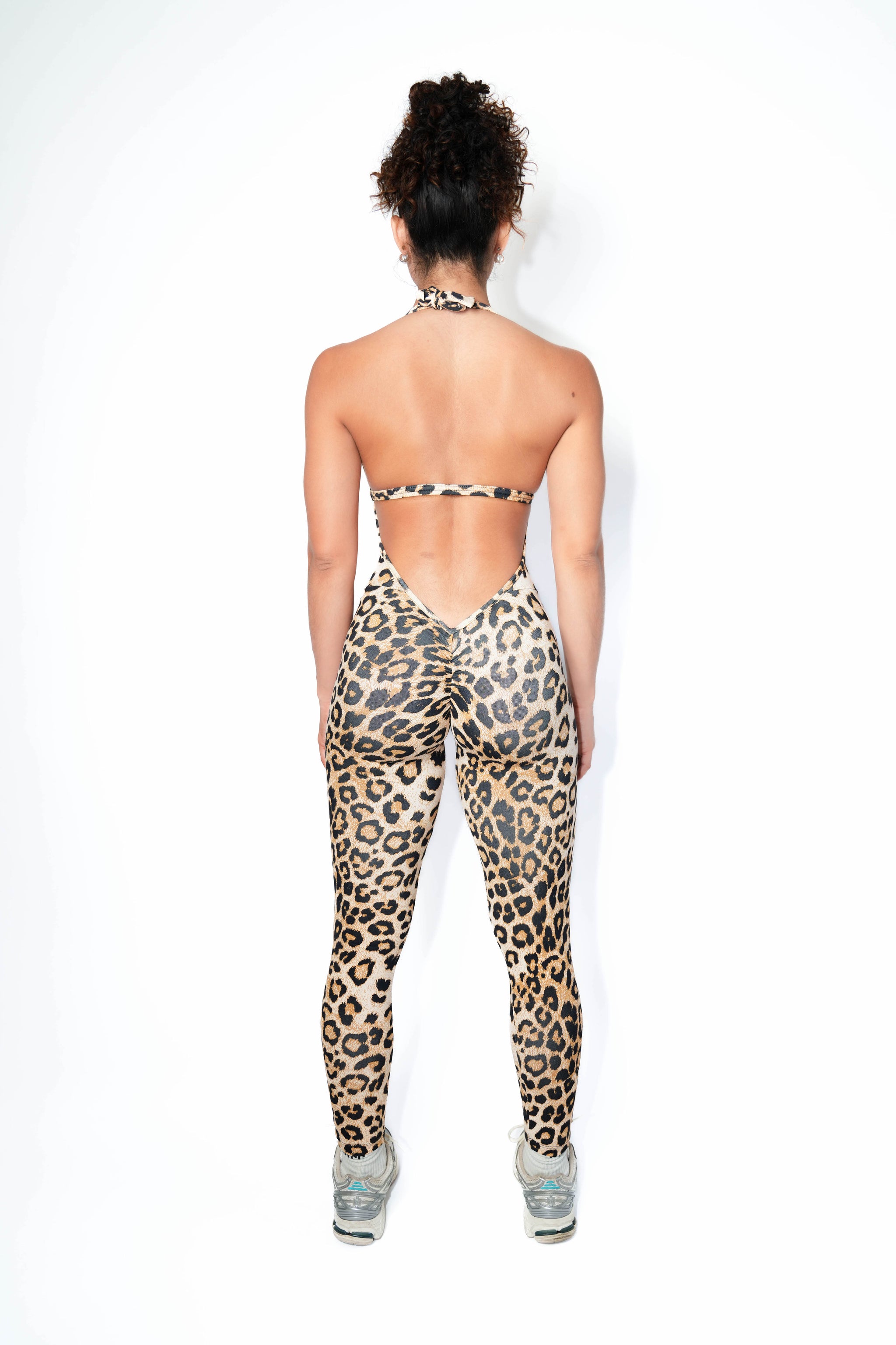 Leopard Print Backless Bodysuit | Sculpting Activewear