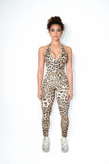 Leopard Print Backless Bodysuit | Sculpting Activewear