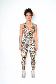 Leopard Tigre Print Backless Bodysuit | Sculpting Activewear