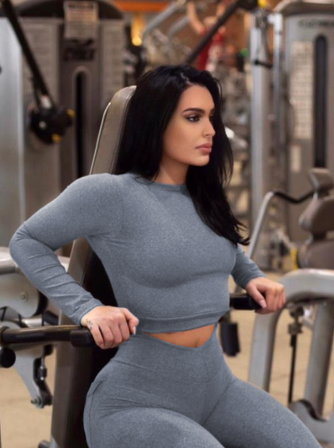 Grey Bum Bum Cropped Top (Thick Supplex)