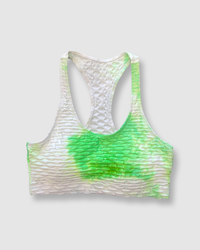 Green White Tie Dye Fitness Top