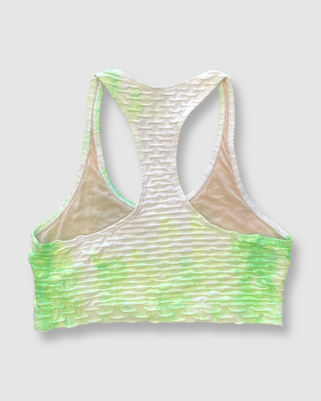 Green White Tie Dye Fitness Top