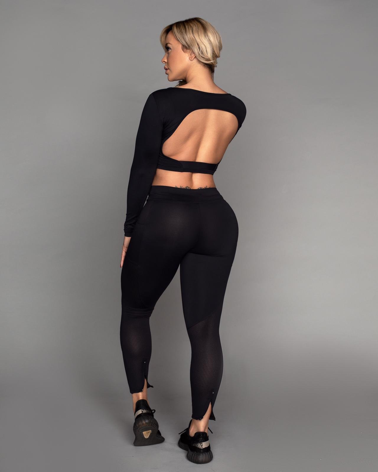 Black Matrix Zipper Leggings (Light Supplex)