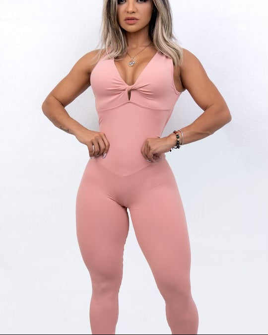 Peach Ring Detail Backless Bodysuit | Brazilian Activewear Romper (Light Supplex)