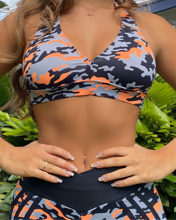 Neon Camo Backless Top (Light Supplex)