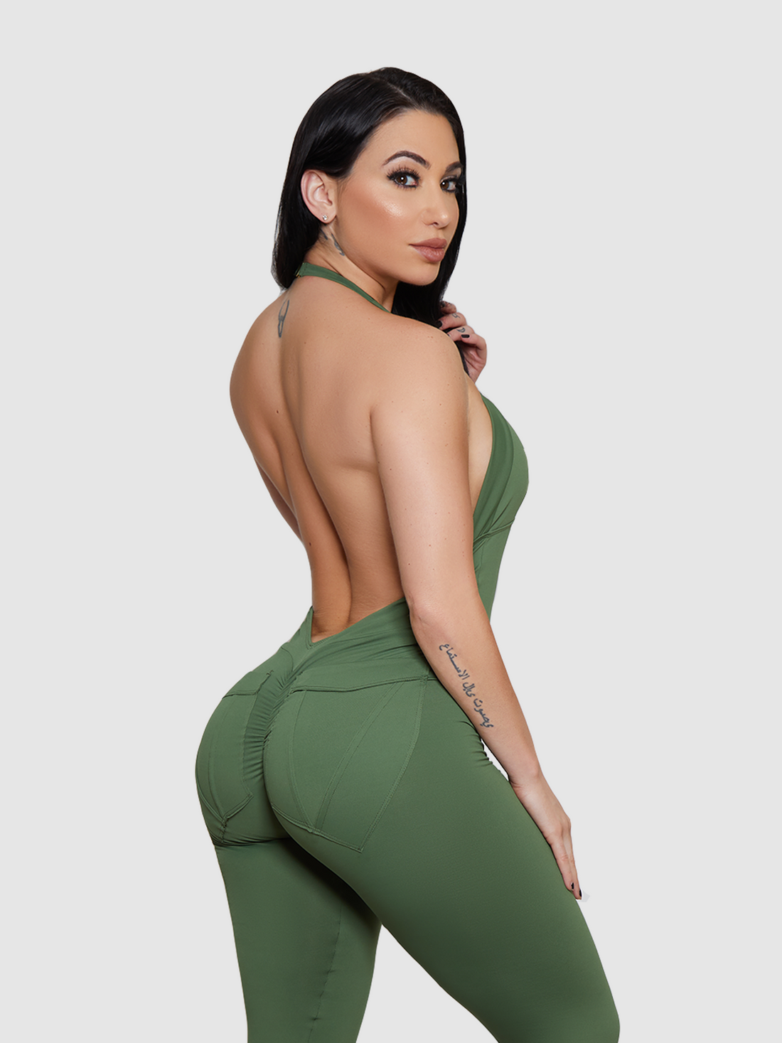 Olive  Green Bum Bum Pocket Bodysuit